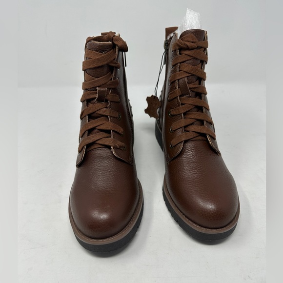 American Rag Womens Tatum Leather Studded Combat Boots, Cognac Leather, Size 6.0 - Picture 3 of 10